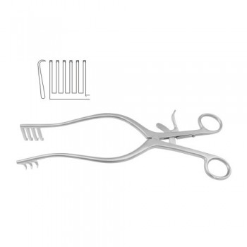 Adson Self Retaining Retractor 6 x 6 Sharp Prongs Stainless Steel, 29 cm - 11 1/2"